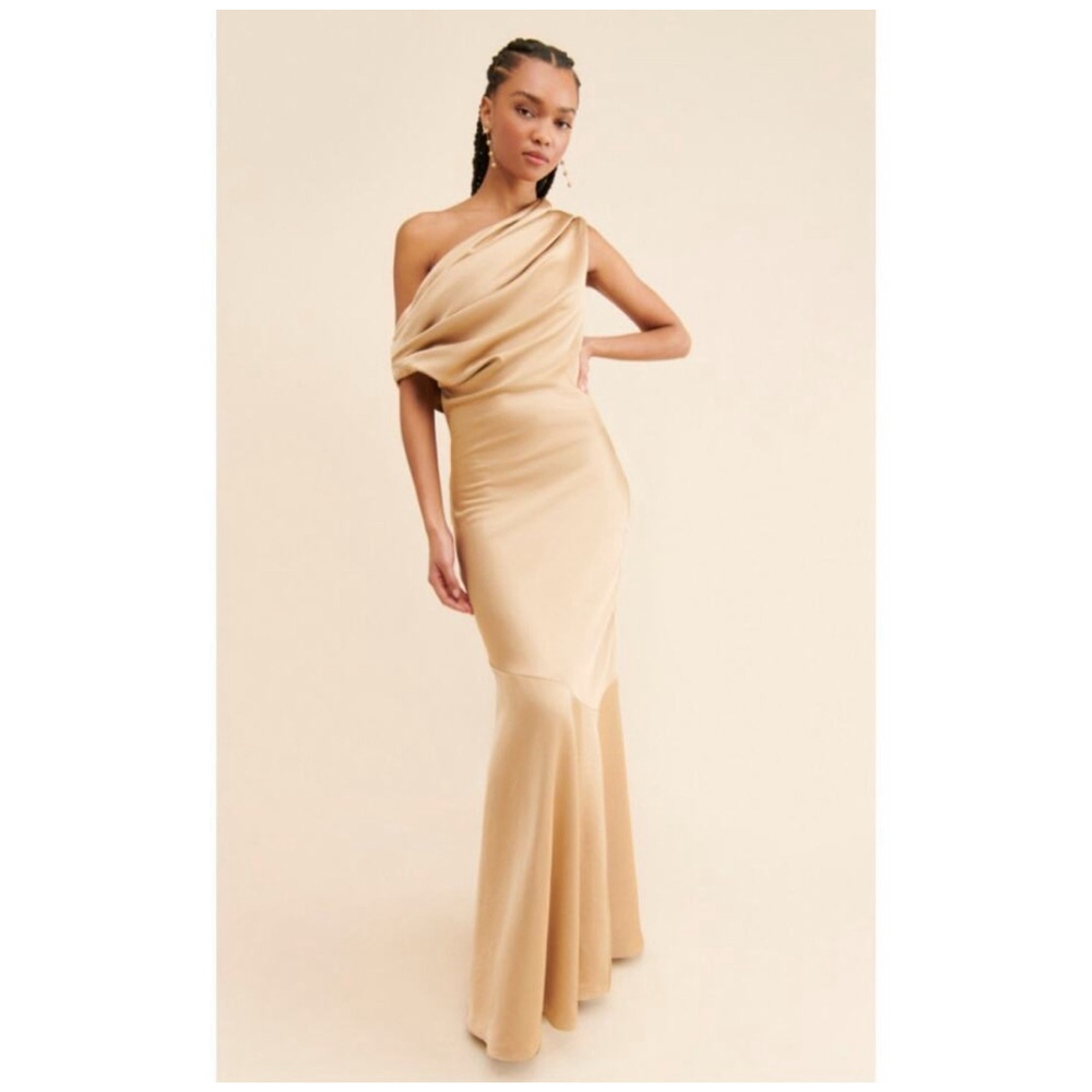 Women's SIGNIFICANT OTHER Erika Gold One Shoulder Dress Size 4